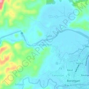 Mappa topografica Calingatngan, altitudine, rilievo
