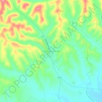 Mappa topografica Fubine Monferrato, altitudine, rilievo