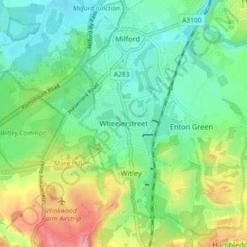 Mappa topografica Wheelerstreet, altitudine, rilievo