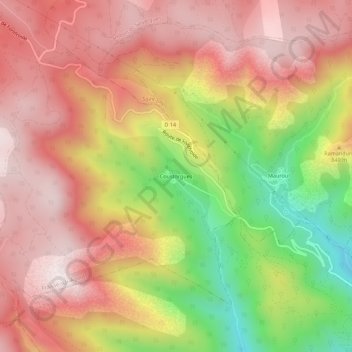 Mappa topografica Coustorgues, altitudine, rilievo
