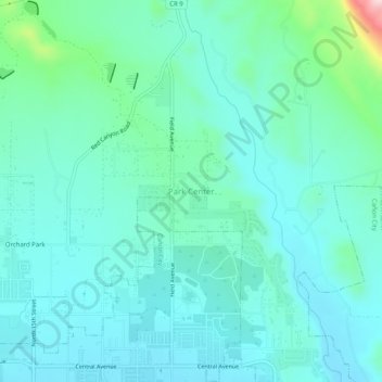 Mappa topografica Park Center, altitudine, rilievo