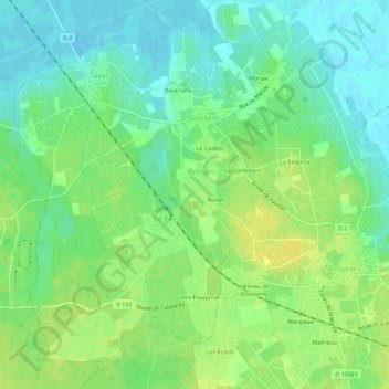 Mappa topografica Caboy, altitudine, rilievo