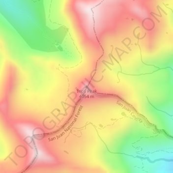 Mappa topografica Trico Peak, altitudine, rilievo