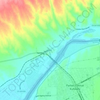 Mappa topografica Earp, altitudine, rilievo