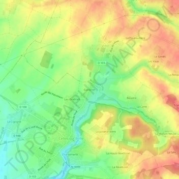 Mappa topografica Garochet, altitudine, rilievo