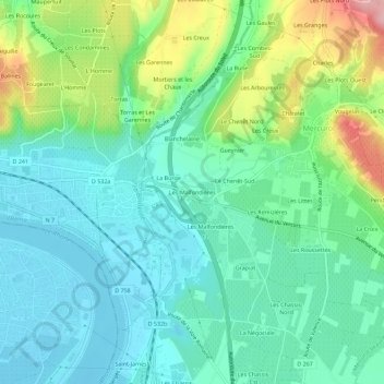 Mappa topografica Les Malfondières, altitudine, rilievo