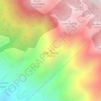 Mappa topografica Colle Castello, altitudine, rilievo
