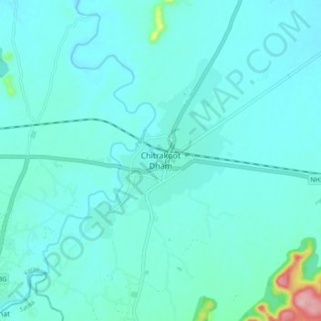 Mappa topografica Chitrakoot Dham, altitudine, rilievo