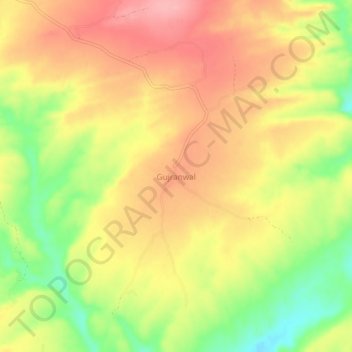 Mappa topografica Gujranwal, altitudine, rilievo