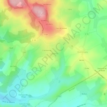 Mappa topografica La Tuilerie, altitudine, rilievo