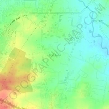Mappa topografica Gosai Guda, altitudine, rilievo