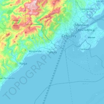 Mappa topografica Talisay, altitudine, rilievo