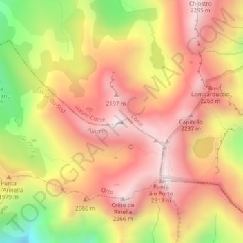 Mappa topografica Capo ai Sorbi, altitudine, rilievo