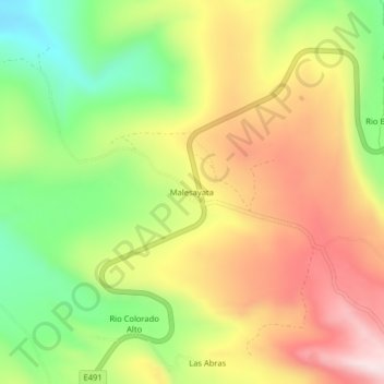 Mappa topografica Malesayata, altitudine, rilievo