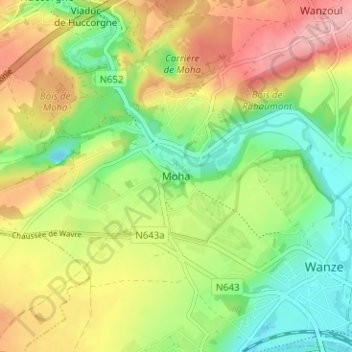 Mappa topografica Moha, altitudine, rilievo
