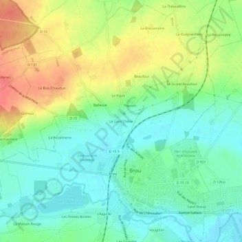 Mappa topografica Le Gros Chêne, altitudine, rilievo