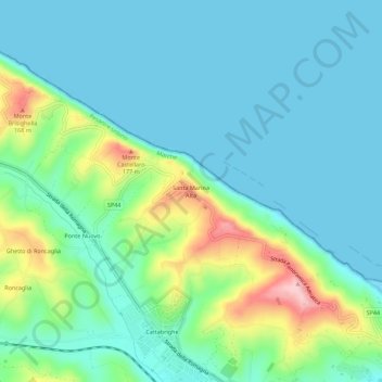 Mappa topografica Santa Marina Alta, altitudine, rilievo