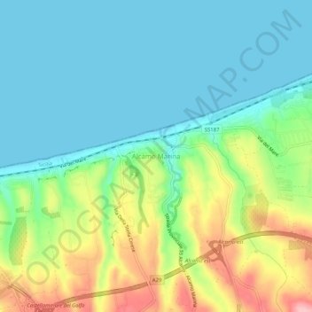 Mappa topografica Alcamo Marina, altitudine, rilievo