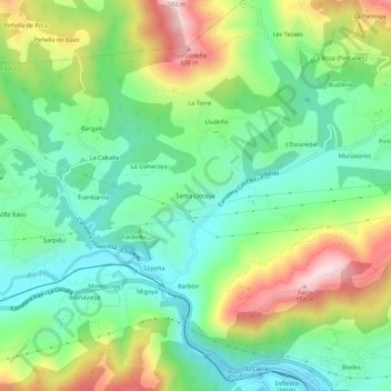 Mappa topografica Santa Llocaya, altitudine, rilievo