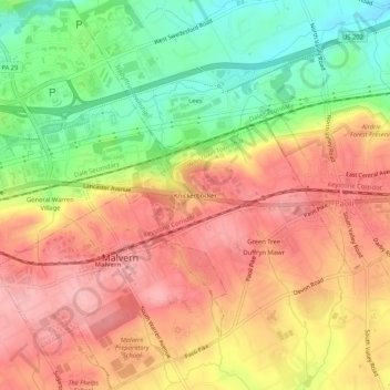 Mappa topografica Knickerbocker, altitudine, rilievo