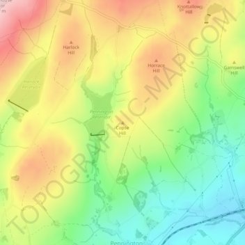 Mappa topografica Copse Hill, altitudine, rilievo