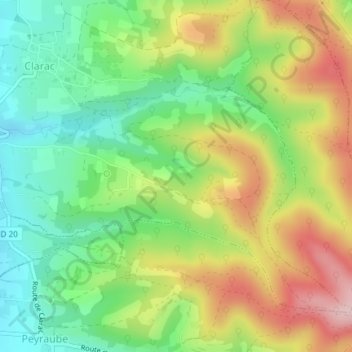Mappa topografica Latrène, altitudine, rilievo