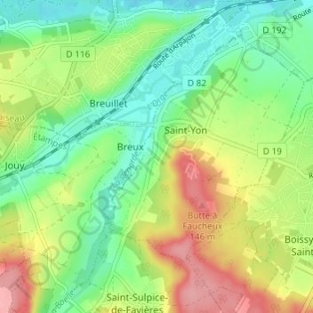 Mappa topografica Les Cosnardières, altitudine, rilievo