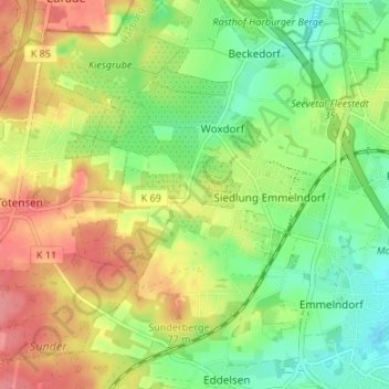 Mappa topografica Metzendorf, altitudine, rilievo