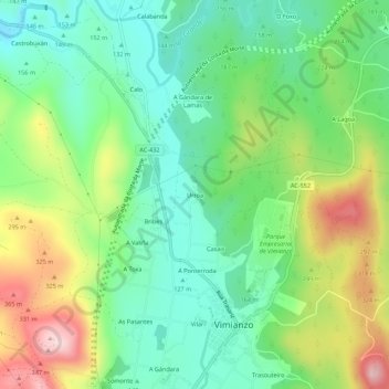 Mappa topografica Urroa, altitudine, rilievo