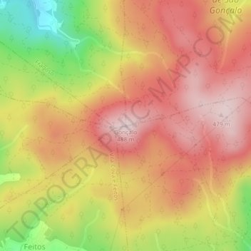 Mappa topografica Gonçalo, altitudine, rilievo