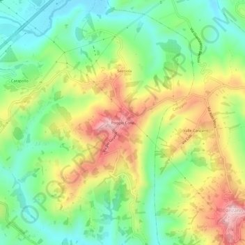 Mappa topografica Poggio Cono, altitudine, rilievo