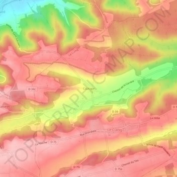 Mappa topografica Cauhapé, altitudine, rilievo