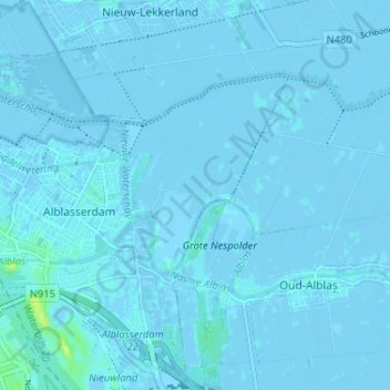 Mappa topografica Kortland, altitudine, rilievo