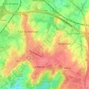 Mappa topografica La Basse Hestre, altitudine, rilievo