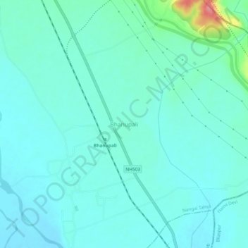 Mappa topografica Bhanupali, altitudine, rilievo