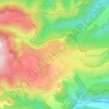 Mappa topografica Anliac, altitudine, rilievo
