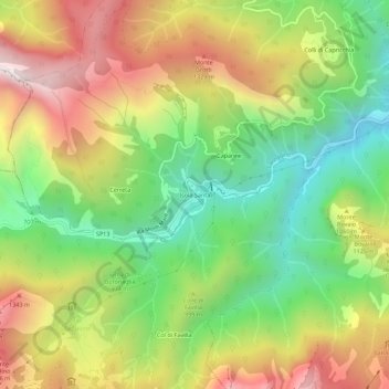 Mappa topografica Isola Santa, altitudine, rilievo