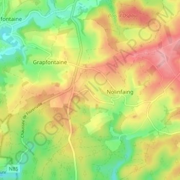 Mappa topografica Hosseuse, altitudine, rilievo