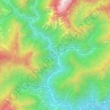 Mappa topografica Ferrera, altitudine, rilievo