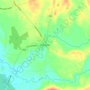 Mappa topografica Dervock, altitudine, rilievo