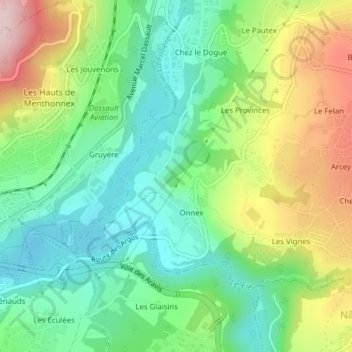 Mappa topografica Le Caton, altitudine, rilievo
