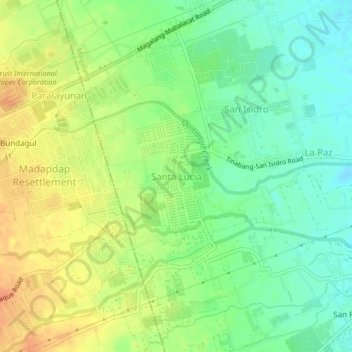 Mappa topografica Santa Lucia, altitudine, rilievo