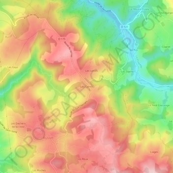 Mappa topografica Les Corres, altitudine, rilievo