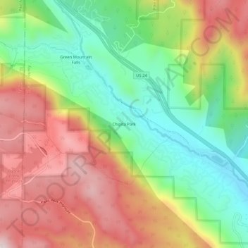 Mappa topografica Chipita Park, altitudine, rilievo