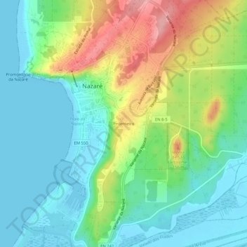 Mappa topografica Pederneira, altitudine, rilievo