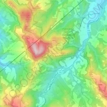 Mappa topografica Brento, altitudine, rilievo