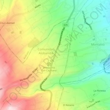 Mappa topografica Alobamba, altitudine, rilievo