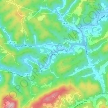 Mappa topografica Flipping, altitudine, rilievo