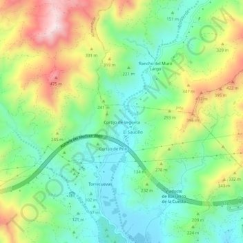 Mappa topografica Cortijo de Vegueta, altitudine, rilievo
