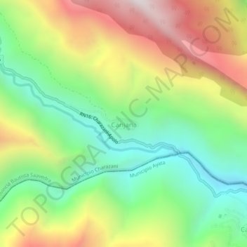 Mappa topografica Carijana, altitudine, rilievo